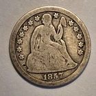 Nicer Low Mintage 1857 P Liberty Seated Dime