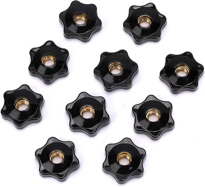 10 Pack 6 Star Knobs 1/4 Inch 20 Female Threaded Hexagon Head Thru Knob Clamping