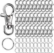 60PCS Lobster Claw Clasps and Key Rings, 30PCS Keychains Clips and 30PCS Key Cha
