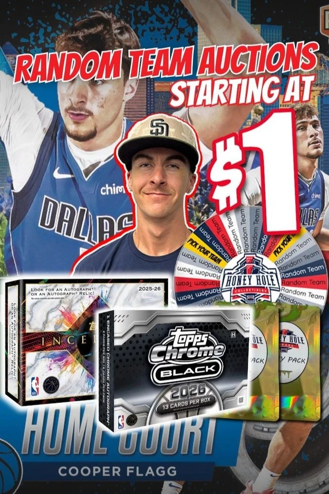 BASKETBALL BREAKS, 2025/26 Topps Chrome Black/Inception & Honey Packs at $1