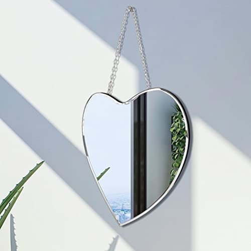 Espejo en forma de corazón con cadena de hierro para decoración de pared 12x12 pulgadas colgante de pared real - Imagen 4 de 7