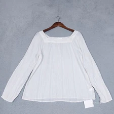 LC Lauren Conrad Top Women's Medium White Stripe Metallic Square Neck Tunic NWT