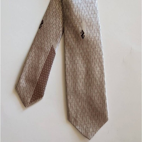 Vintage 70s Silk Skinny Tie by Don Loper California, Brown Beige Abstract Print - Picture 2 of 10