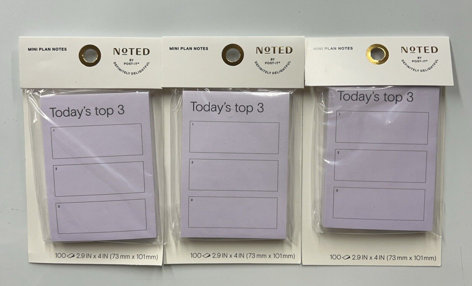 NOTED By Post It Mini Plan Notes Today's Top 3 Pack of 3