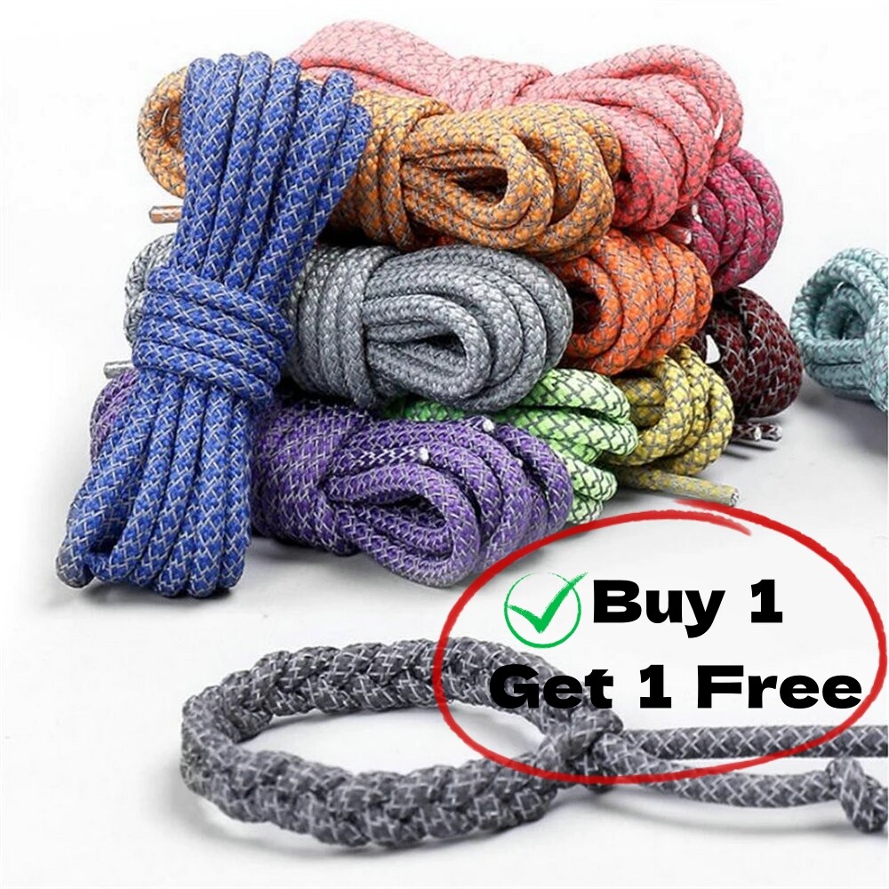 Reflective Round Shoelaces Cord Boot Shoe Laces for Trainers and