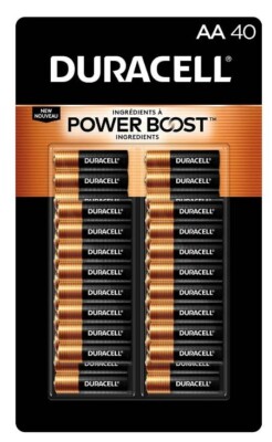 Pack of 40 Duracell Coppertop Alkaline AA Batteries Power Boost Exp May 2034