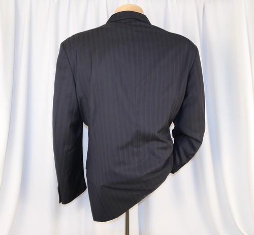 CANALI Black Bronze Striped Wool 3 Buttons Men Jacket Coat Size 46 R - Picture 8 of 10