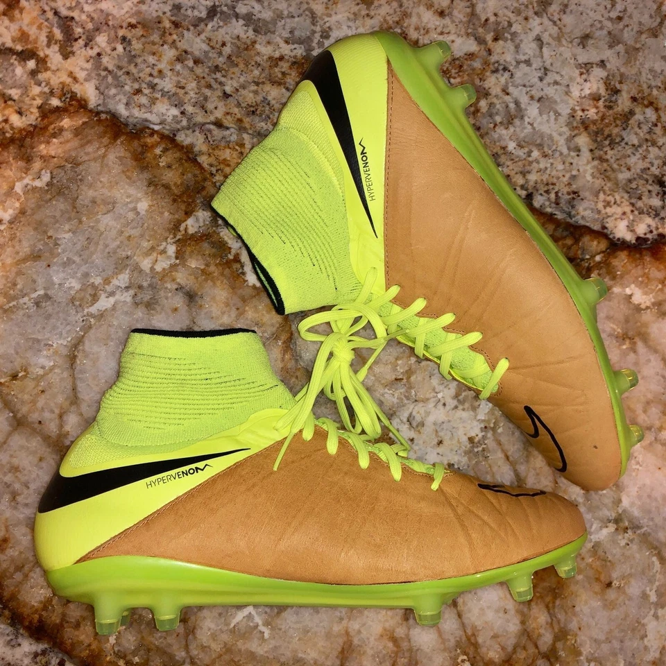 Botines de fútbol NIKE Hypervenom Phantom II FG DF de lona marrón Volt NUEVOS para hombre talla 7,5 Foto 2 de 4