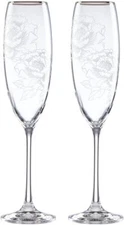 Lenox Silver Peony Toasting Flute, 2 Count (Pack of 1), Clear 