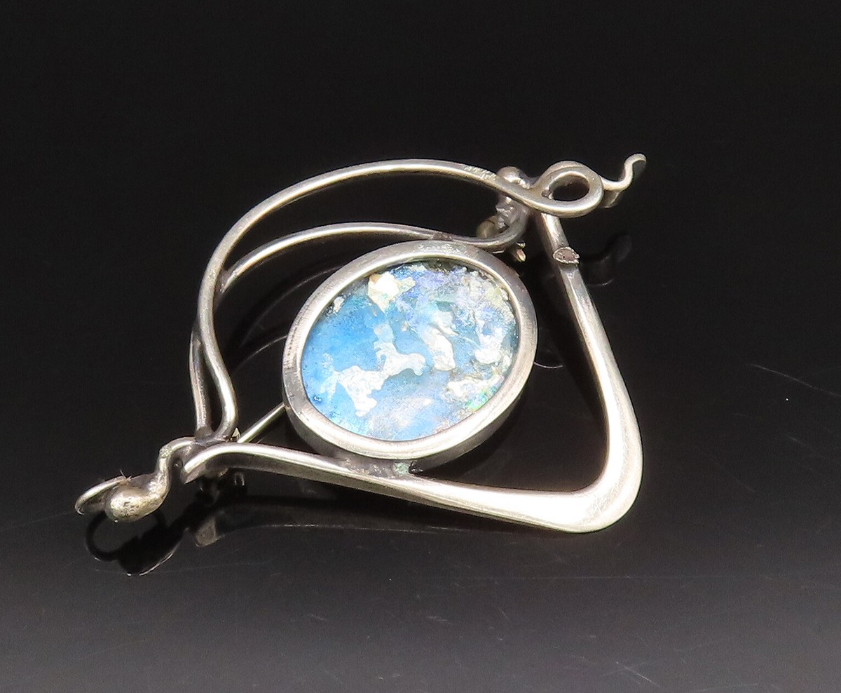 SAMI ZILKA 925 Silver Vintage Modernist Fused Dichroic Brooch Pin SAMI ZILKA 925 Silver Vintage Modernist Fused Dichroic Brooch Pin