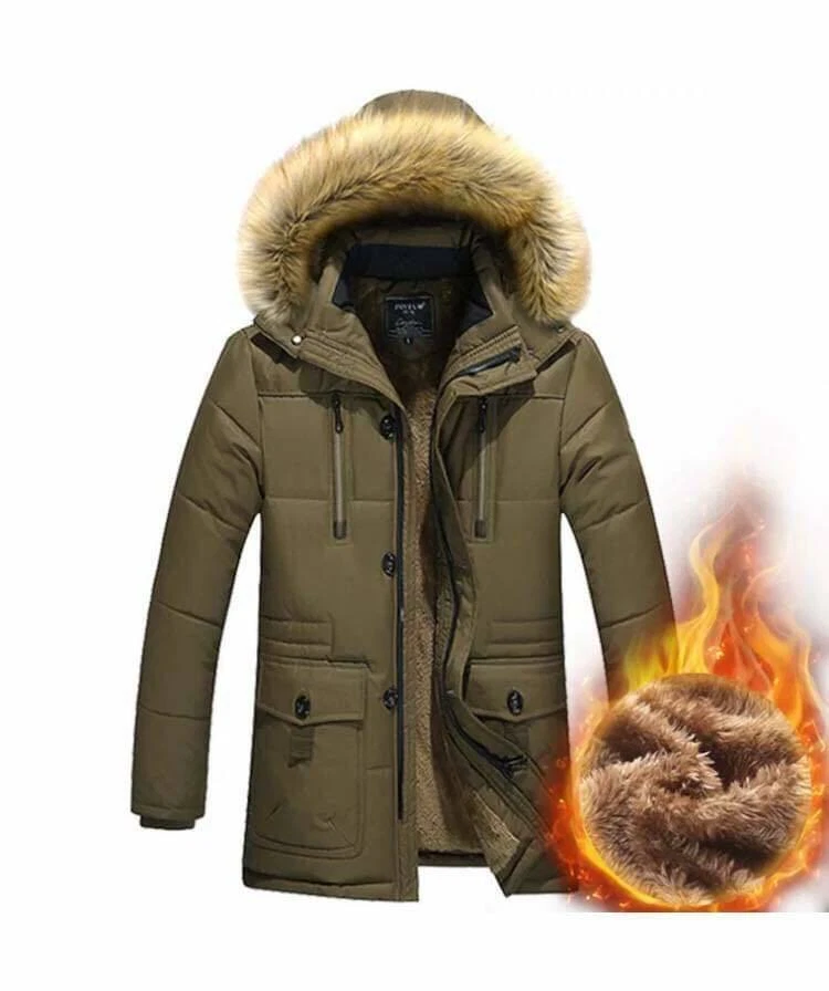 Men's winter jacket with fur hood sale
