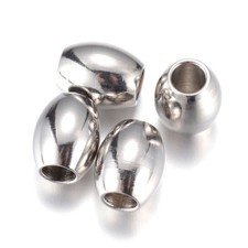 20pcs 304 Stainless Steel Barrel Metal Beads Smooth Loose Spacer Beading 7.5x6mm