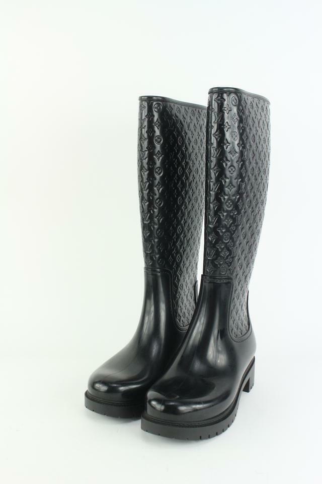 Louis Vuitton Women's 36 Black Rubber Rainboots Tall Rain Louis Vuitton Women's 36 Black Rubber Rainboots Tall Rain
