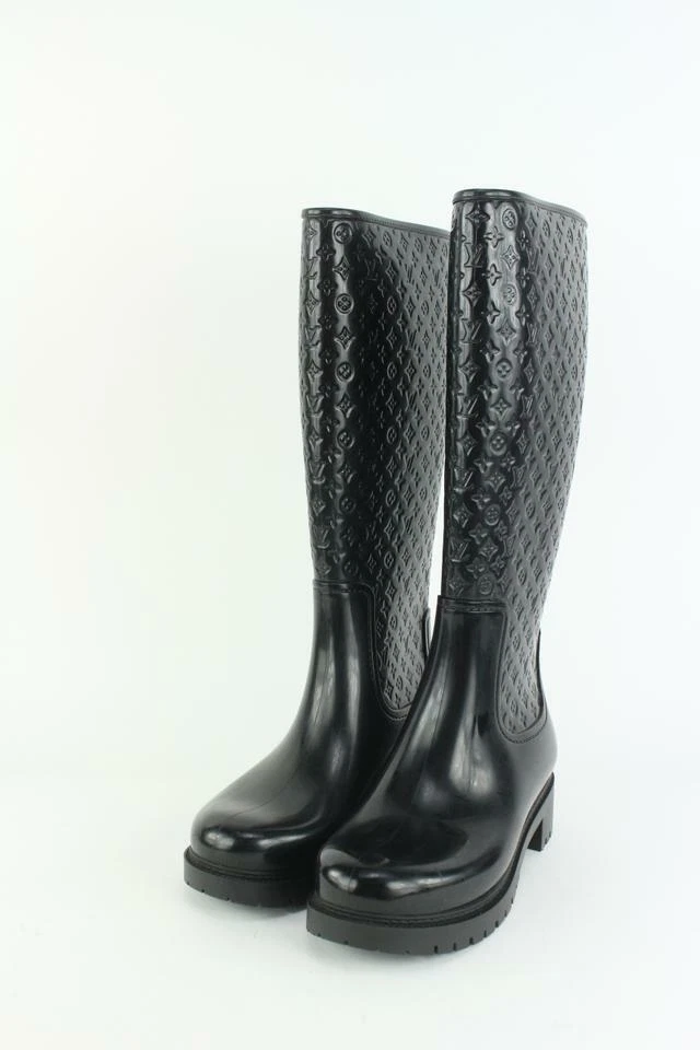 Louis Vuitton Women's 36 Black Rubber Rainboots Tall Rain Boots