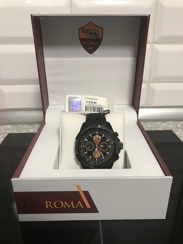 OROLOGIO UFFICIALE AS ROMA TITANIO BRACCIALETTO SILICONE CRONOGRAFO DA POLSO  | eBay