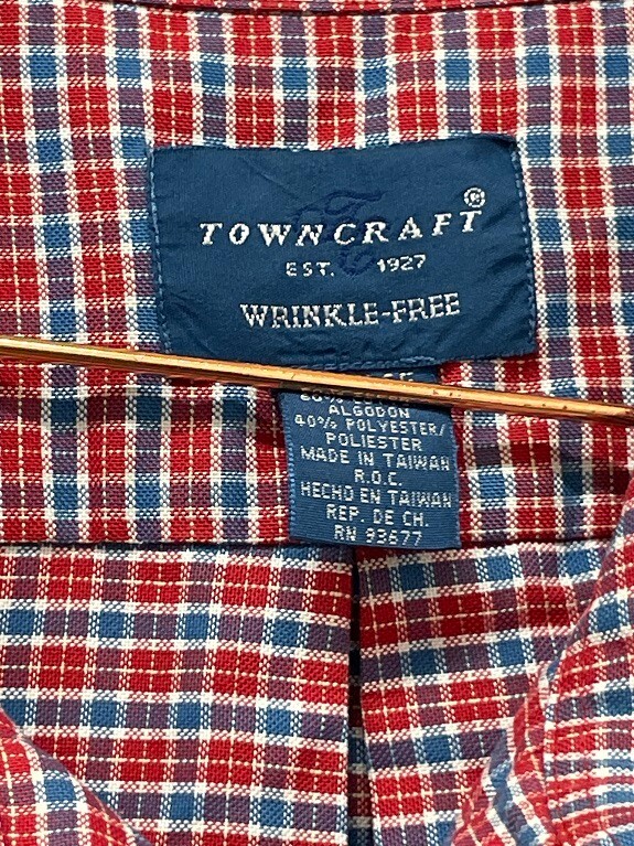 Vintage y2k towncraft classic fit short sleeve blue & red check