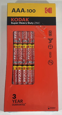 Kodak Super Heavy-Duty Zinc AAA Batteries, 100 Count 3-Year Guarantee