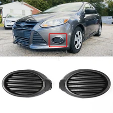 Front Bumper Fog Lights Lamp Cover Bezel Pair  Black For Ford Focus 2012-2014