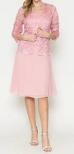 J J Fashion Mother Of The Bride Formal Chiffon Dress With Lace Jacket Size 4XL