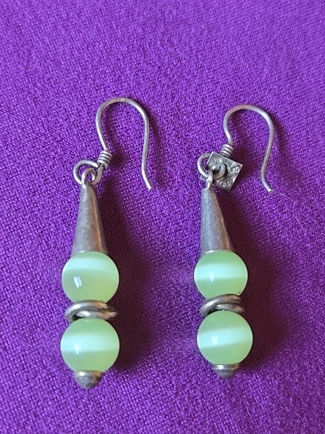 Art Deco 925 Sterling Silver Solid Jade "Crystal … - image 3