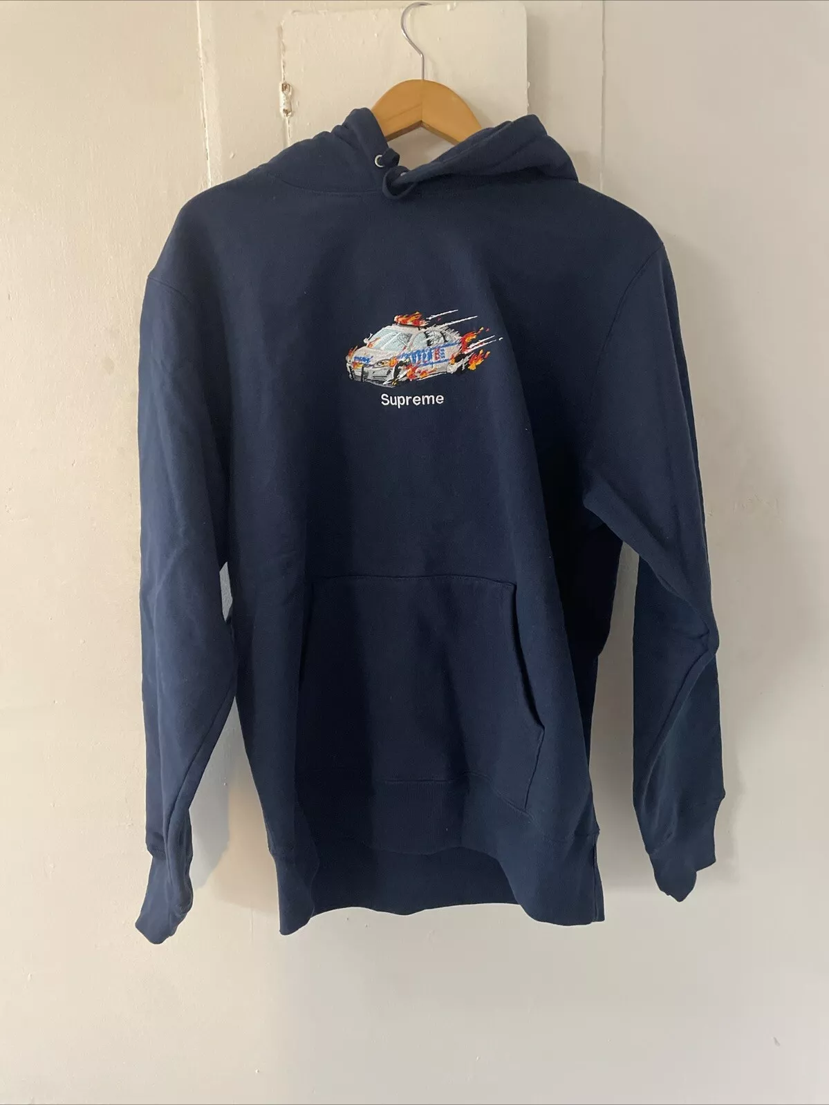 Sweat à capuche voiture Supreme Cop taille L bleu marine légèrement utilisé