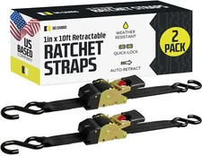 	DC Cargo Mall Retractable Ratchet Straps 2 Pack 1 inch x 10 feet - Heavy Duty	