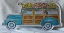 Woody Station Wagon Melamine Serving Tray Cynthia Coulter Snack Dog 19.5"x9.25"