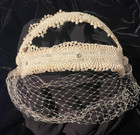 vintage wedding hat, ivory with rhinestones, veil & hat pin — photo 5