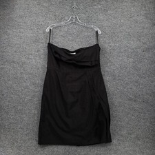 Loft Dress Womens 12 Black Cocktail Mini Pleated Strapless Side Zip Cotton NEW