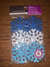 Dimensions Needle Felting Embellishments Blue White Snowflakes 6 Pieces Craft