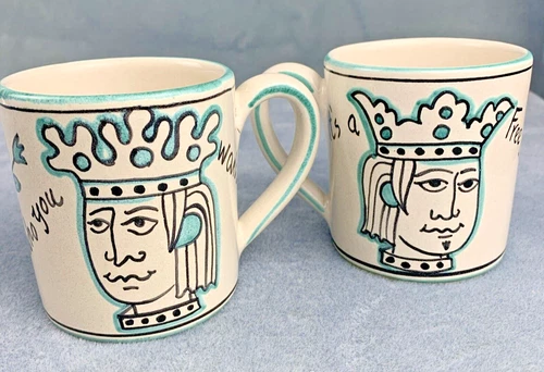 2  Deruta Italy Pottery Ceramic Love Who You Want Coffee Mugs Cup 10 oz