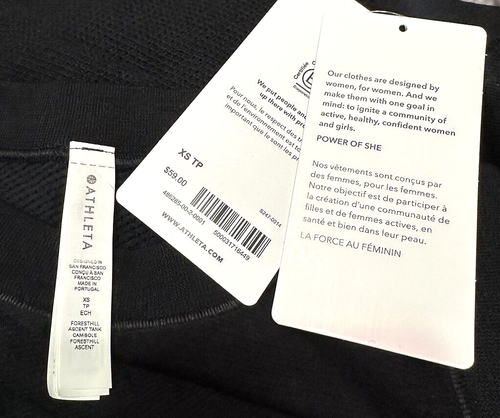 NWT Athleta Foresthill Wool Ascent Tank X-SMALL Black Seamless Fitted Ruched Top - Picture 14 of 15