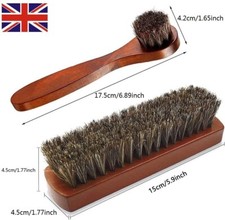 2-Piece Horsehair Shoe Brush Shine Shoe Polish Kit, Leather Shoes Boot Clean