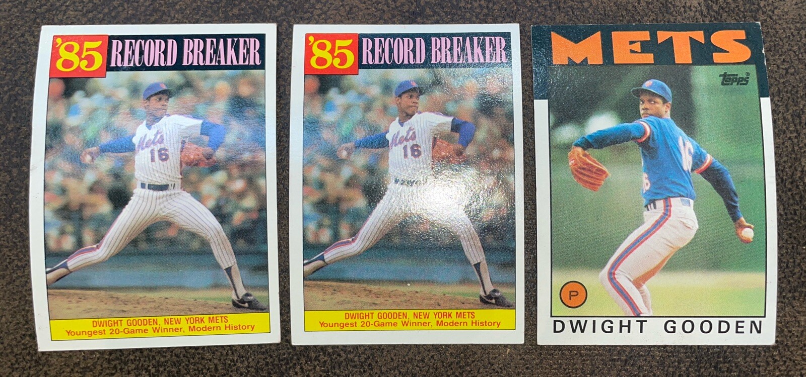 (3) 1986 Topps DWIGHT DOC GOODEN #202 & #250 Mets Baseball Cards!