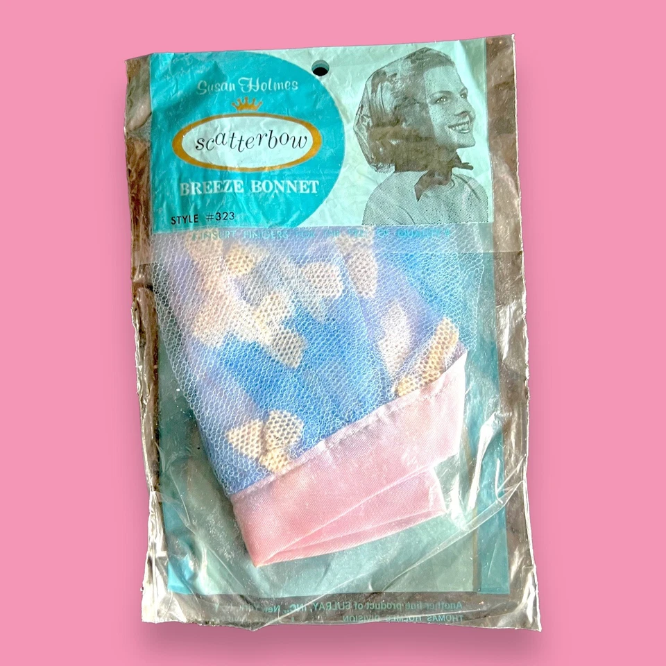 Gorro de arco disperso Susan Holmes de los años 50 nuevo de colección red de pelo brisa rosa azul moño Foto 2 de 3