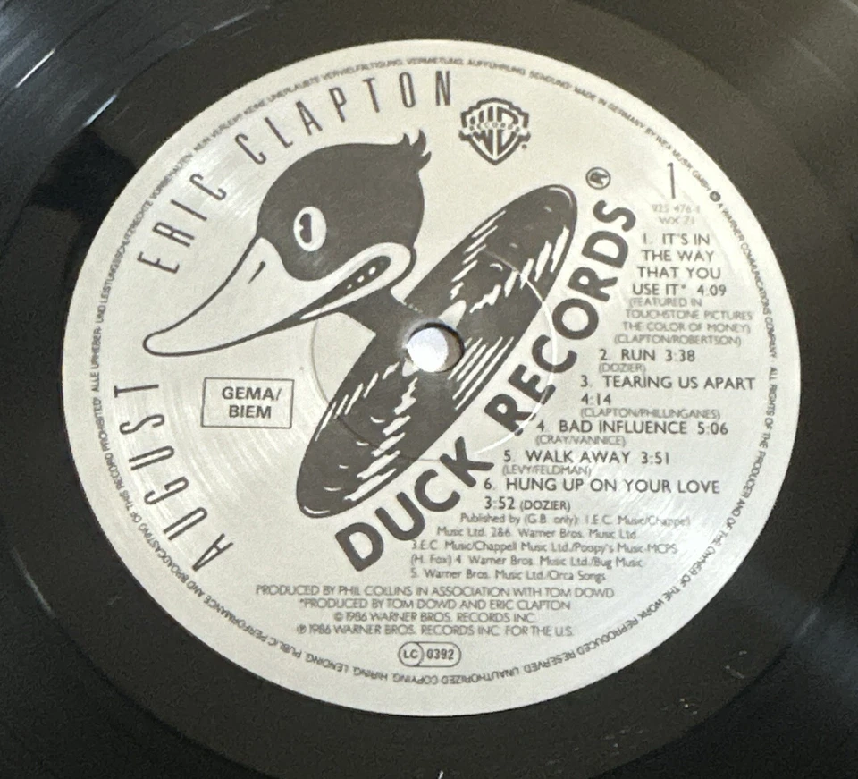 Eric Clapton August Orginal 1986 Vinyl Gatefold Original Ex / Ex - Image 4 of 4