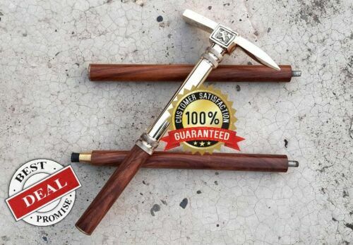 Antiguo bastón de madera victoriano aspecto de hacha de hielo mango de cabeza...