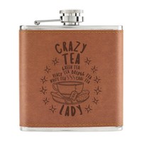 VerrüCkte Teefrau Sterne 6Oz Pu Leder HüFtflasche Tan Mama Freundin Britisch
