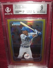 2012 BOWMAN CHROME REFRACTOR #123 DEE GORDON GOLD 37/50 BGS 9 MINT