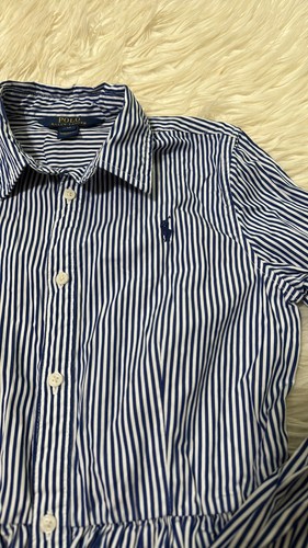 EUC Polo Ralph Lauren Girls Blue/White Striped Dress Sz 14 - Picture 3 of 7