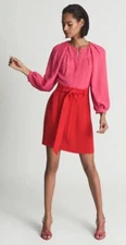 Reiss Valentino Colour Clash Mini Dress, Pink/Red - Size 8