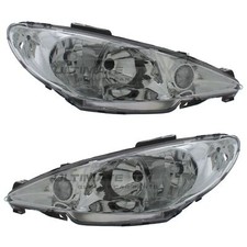 Headlights Peugeot 206 2003-2009 Twin Reflector Headlamps 1 Pair Left & Right