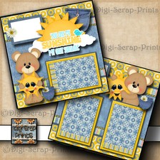 YOU ARE MY SUNSHINE  2 premade scrapbook pages paper piecing baby BY DIGISCRAP