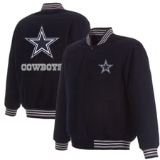 Men's JH Design Navy Dallas Cowboys Reversible Full-Snap Nylon Wool JacketNWT 
