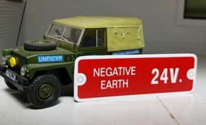 Genuine Land Rover Negative Earth 24v Warning Plate 598701