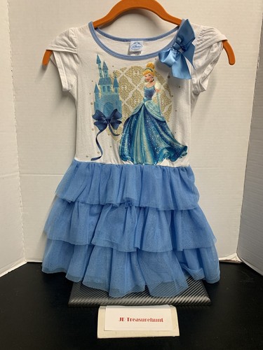 Disney Princesses Blue & White Cinderella Dress Kids Sz M (5-6) Pre-Owned EUC ๐ฅ