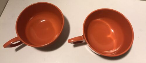 2ct Vtg MCM Orange Melamine #108 Cups - one marked 0 and one marked 1 see pics - Picture 2 of 12