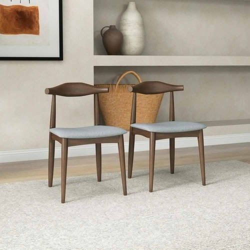 Ashcroft Furniture Co Blake Mid-Century Modern Grey Fabric Dining Chair (Set of - Picture 2 of 11