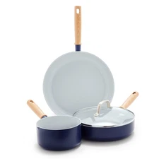 GreenPan Mid Century Modern Healthy Ceramic Cookware Set, Navy Blue