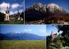 Peles and Bran Castles Sinaia Romania vintage postcard g660